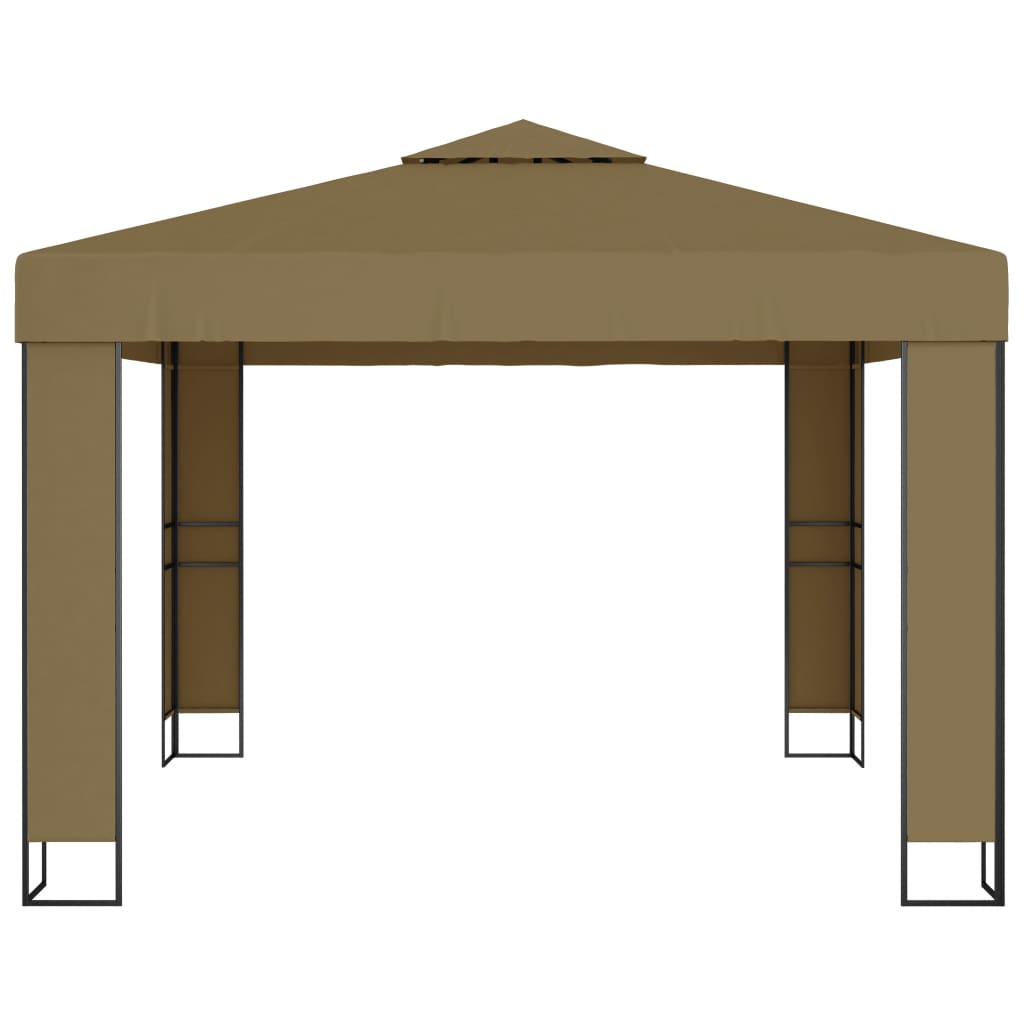 Gazebo With Double Roof&Led String Lights 3X3X2.7 M