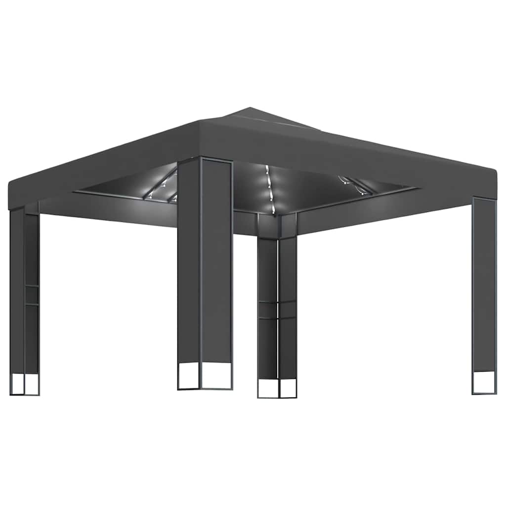 Gazebo With Double Roof LED String Lights 3X3X2 7 M