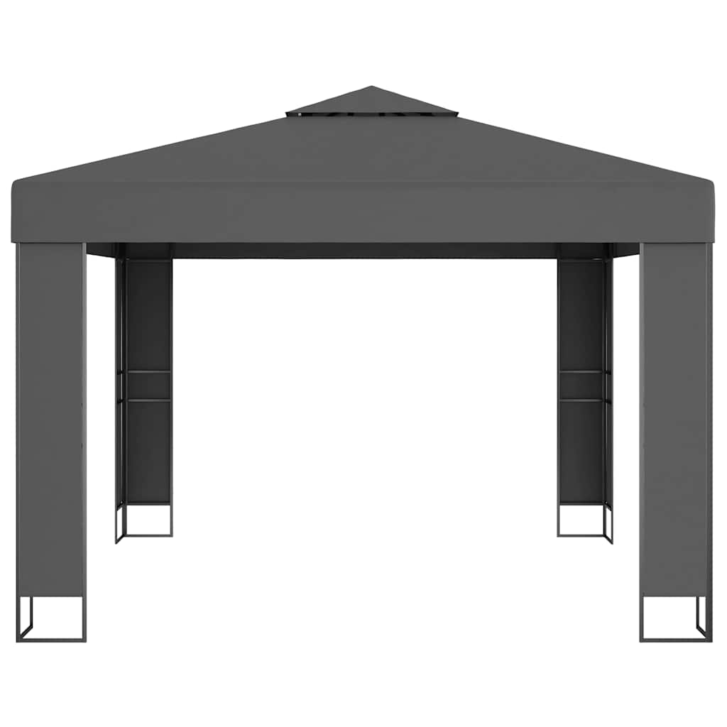 Gazebo With Double Roof LED String Lights 3X3X2 7 M