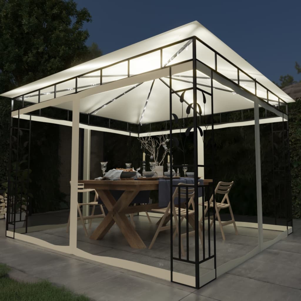 Gazebo With Mosquito Net&Led String Lights