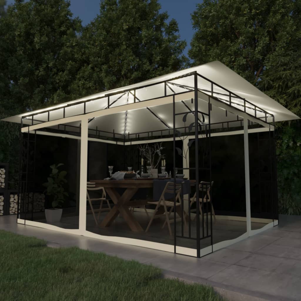 Gazebo With Mosquito Net&Led String Lights