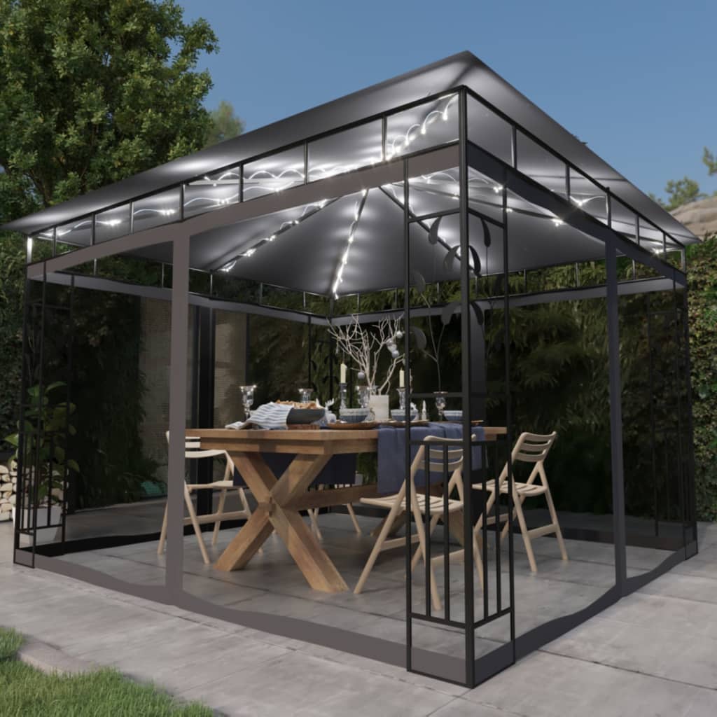 Gazebo With Mosquito Net&Led String Lights