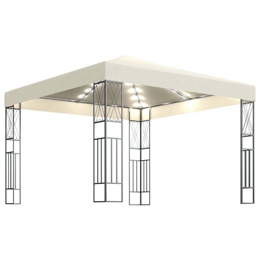 Gazebo With Led String Lights Fabric