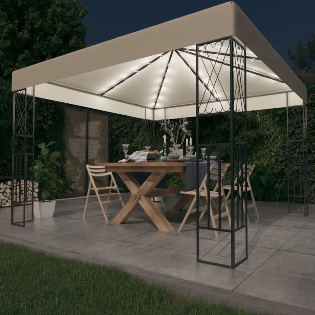 Gazebo With Led String Lights Fabric