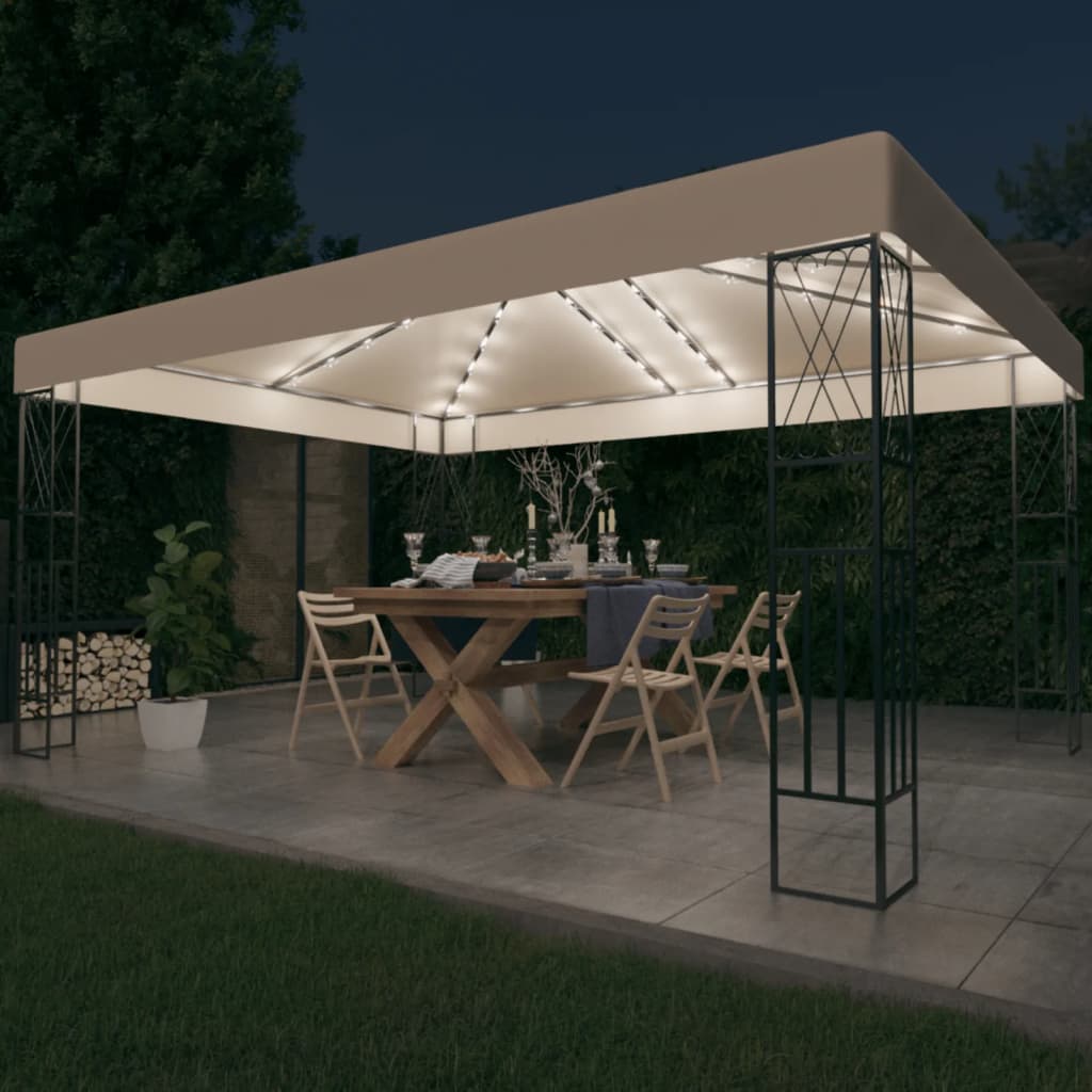 Gazebo With Led String Lights Fabric
