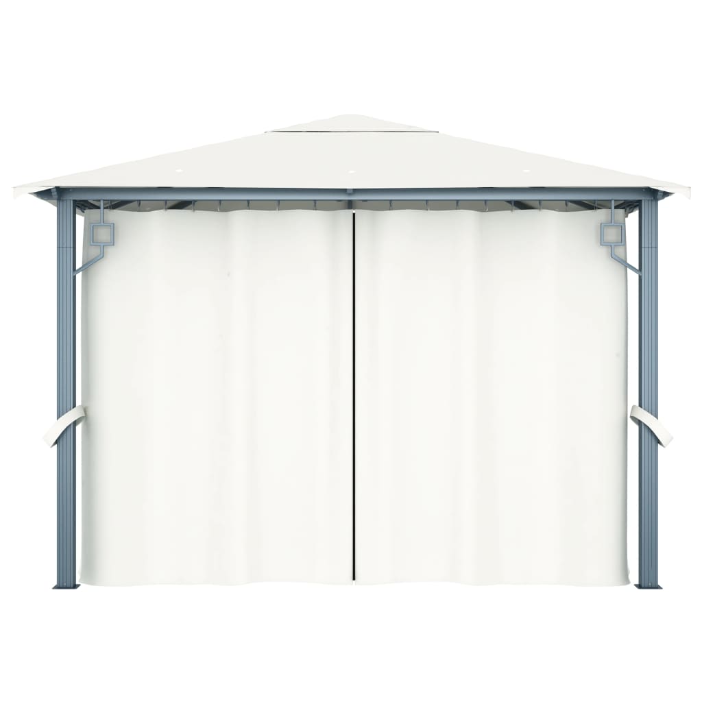 Gazebo With Curtain&Led String Lights 3X3 M Aluminium