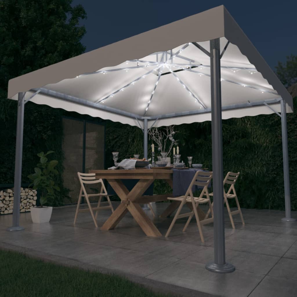 Gazebo With Led String Lights 300X300 Cm Aluminium
