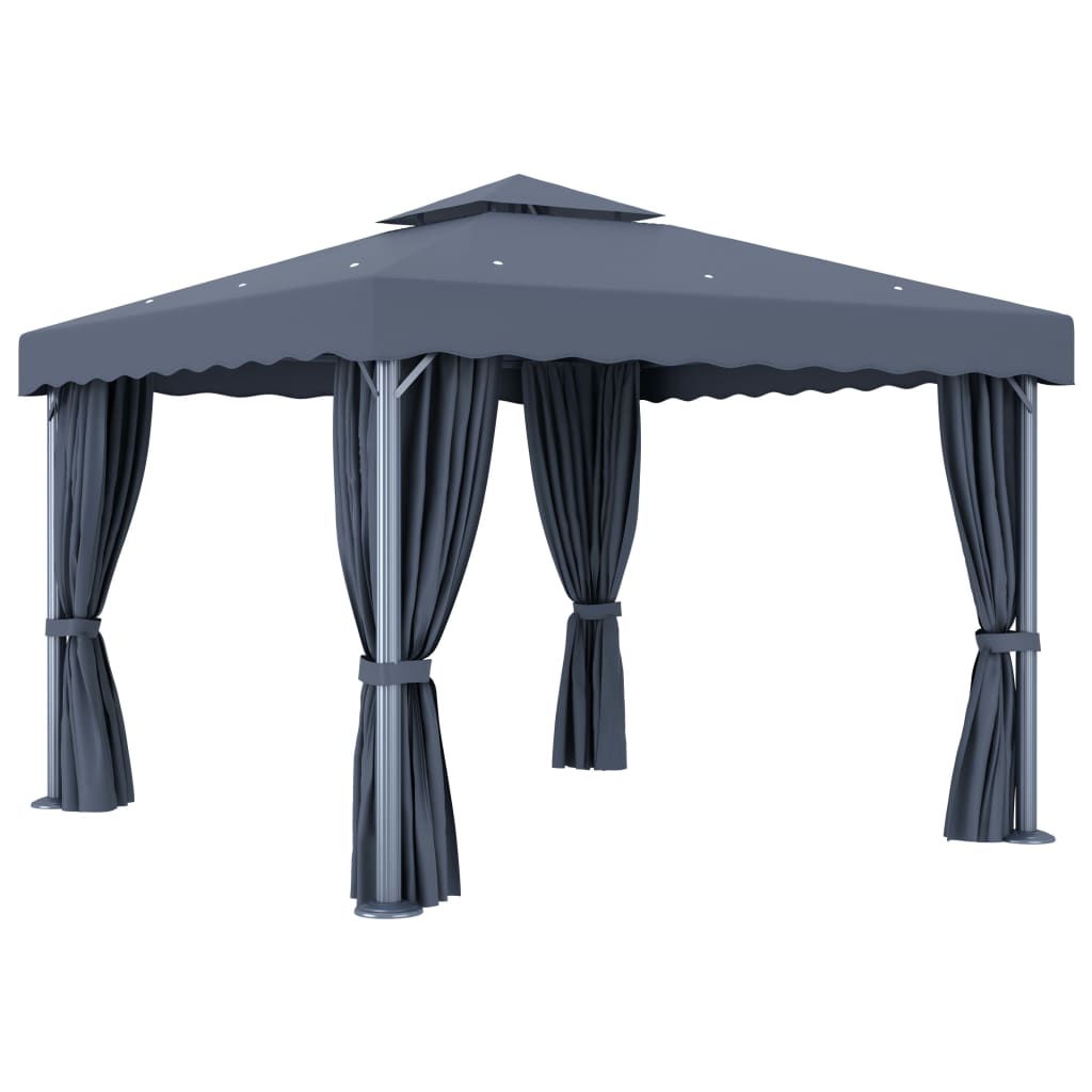 Gazebo With Curtain&Led String Lights