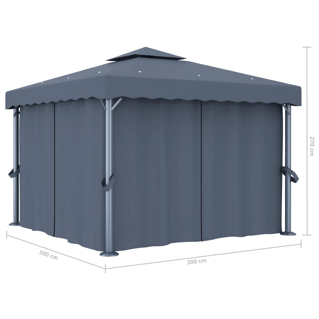 Gazebo With Curtain&Led String Lights
