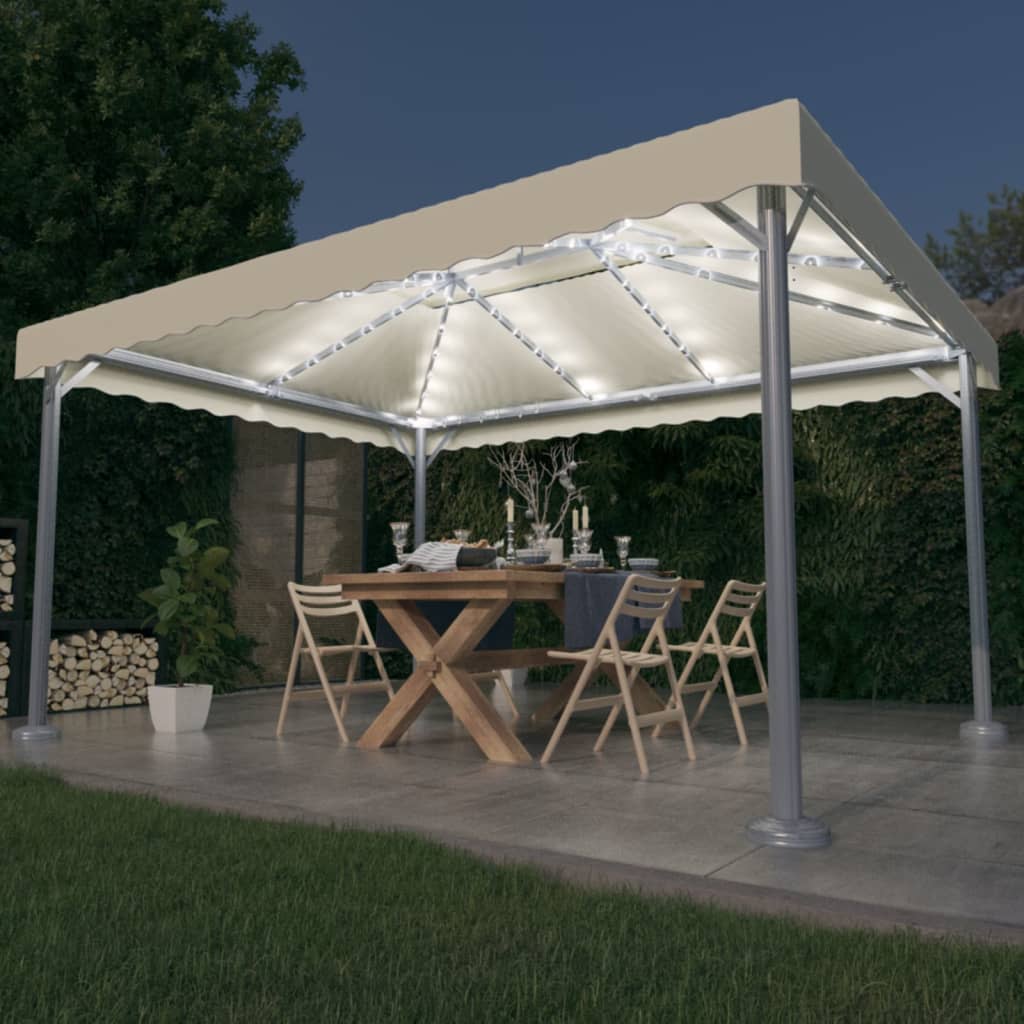 Gazebo With Led String Lights 400X300 Cm Aluminium