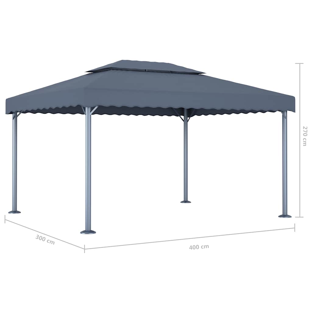 Gazebo LED String Lights 400X300 Cm Aluminium Cream Anthracite Steel 400 Cm Crea