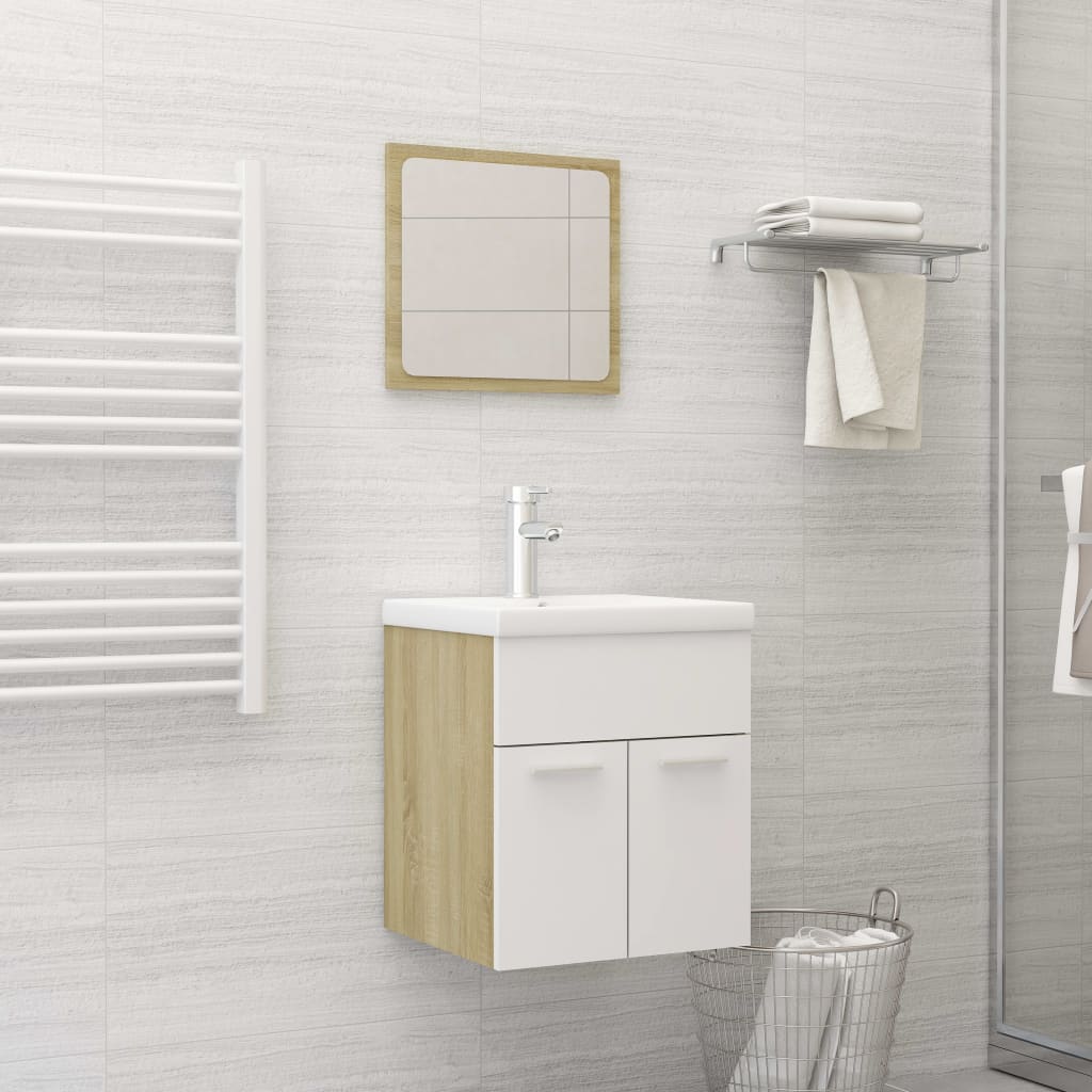 3 Piece Bathroom Furniture Set Engineered Wood