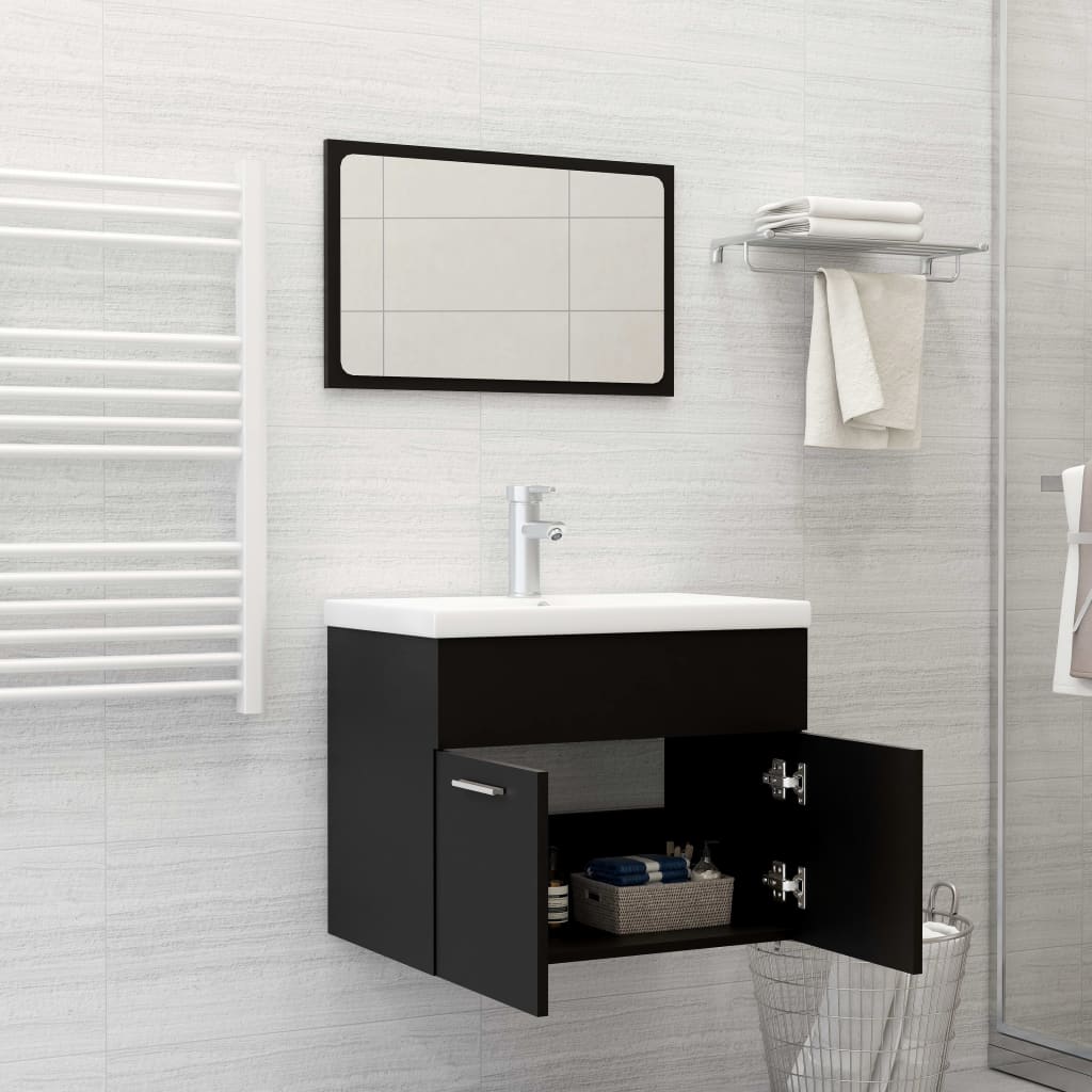 3 Piece Bathroom Furniture Set Engineered Wood