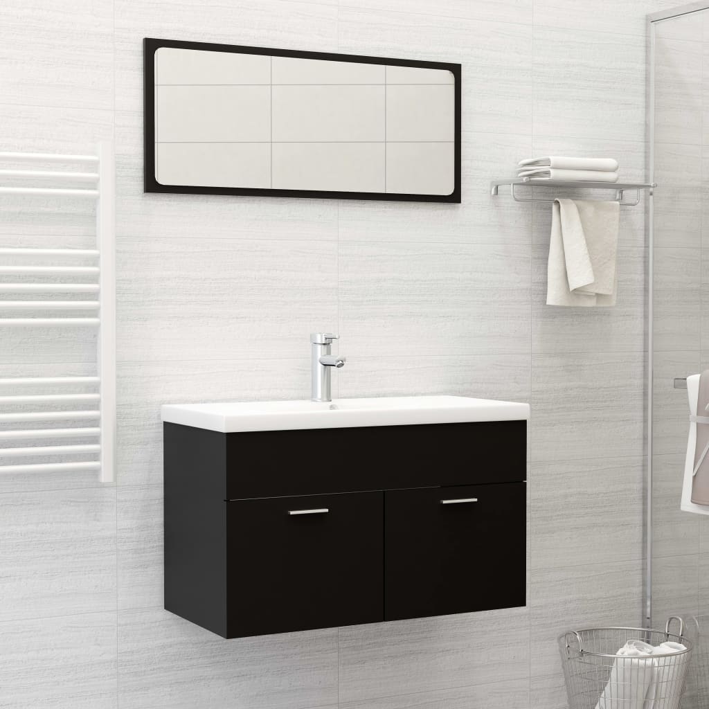 3 Piece Bathroom Furniture Set Engineered Wood