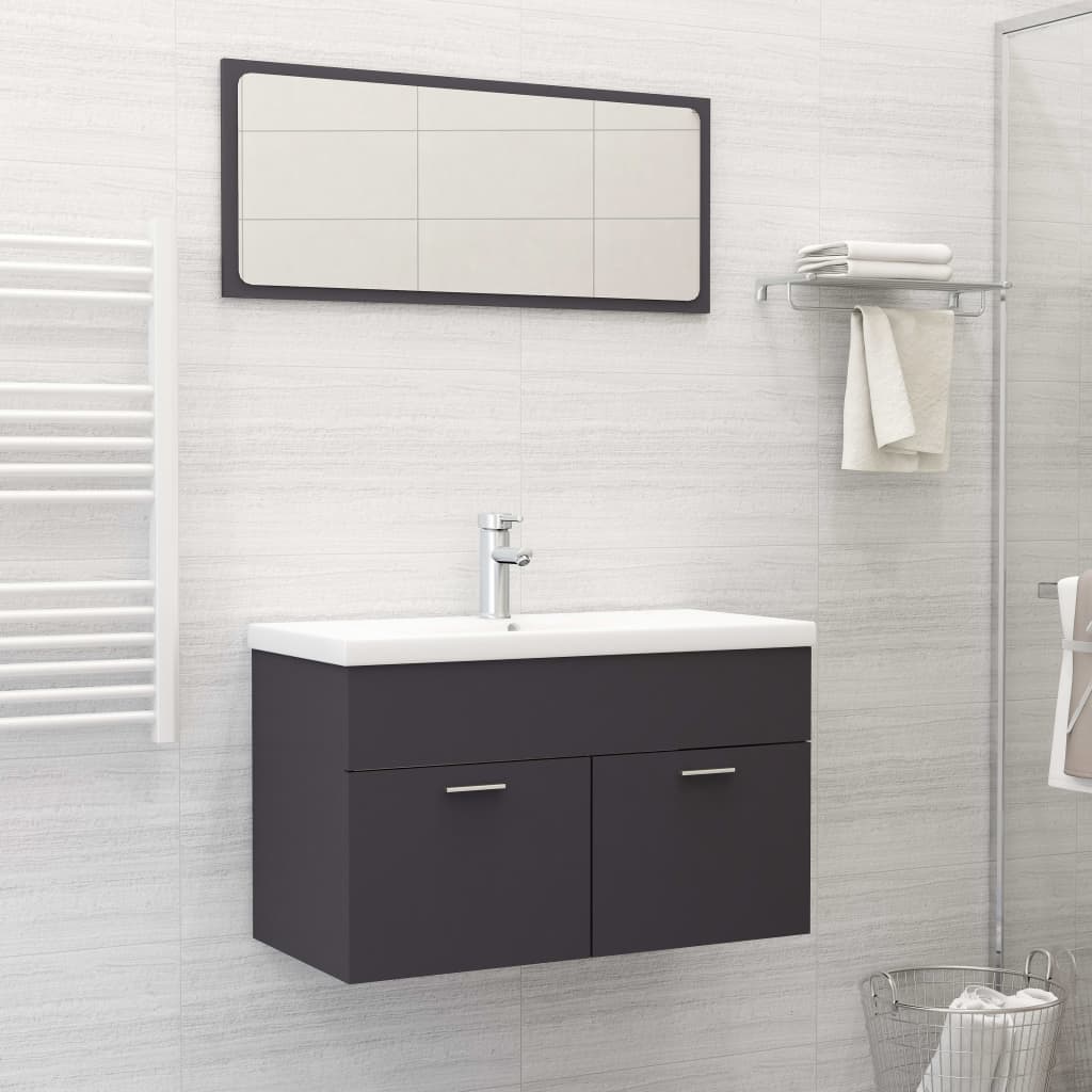 3 Piece Bathroom Furniture Set Engineered Wood