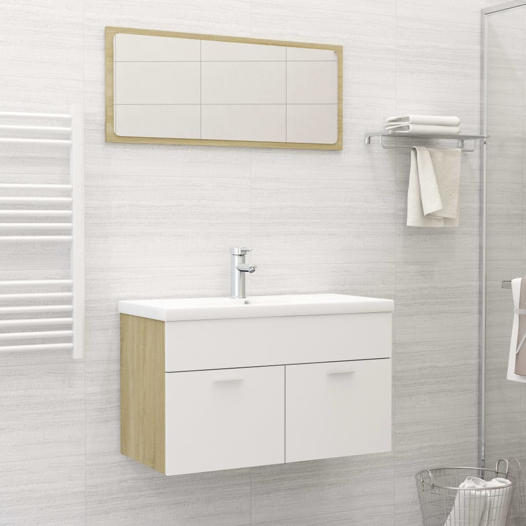 3 Piece Bathroom Furniture Set Engineered Wood