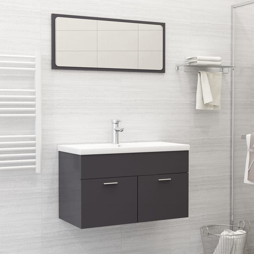 3 Piece Bathroom Furniture Set Engineered Wood