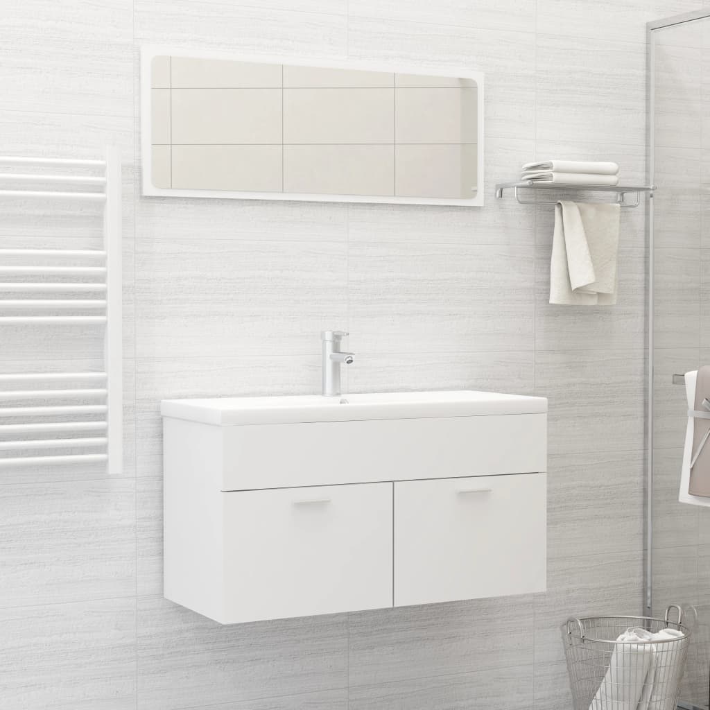 3 Piece Bathroom Furniture Set Engineered Wood