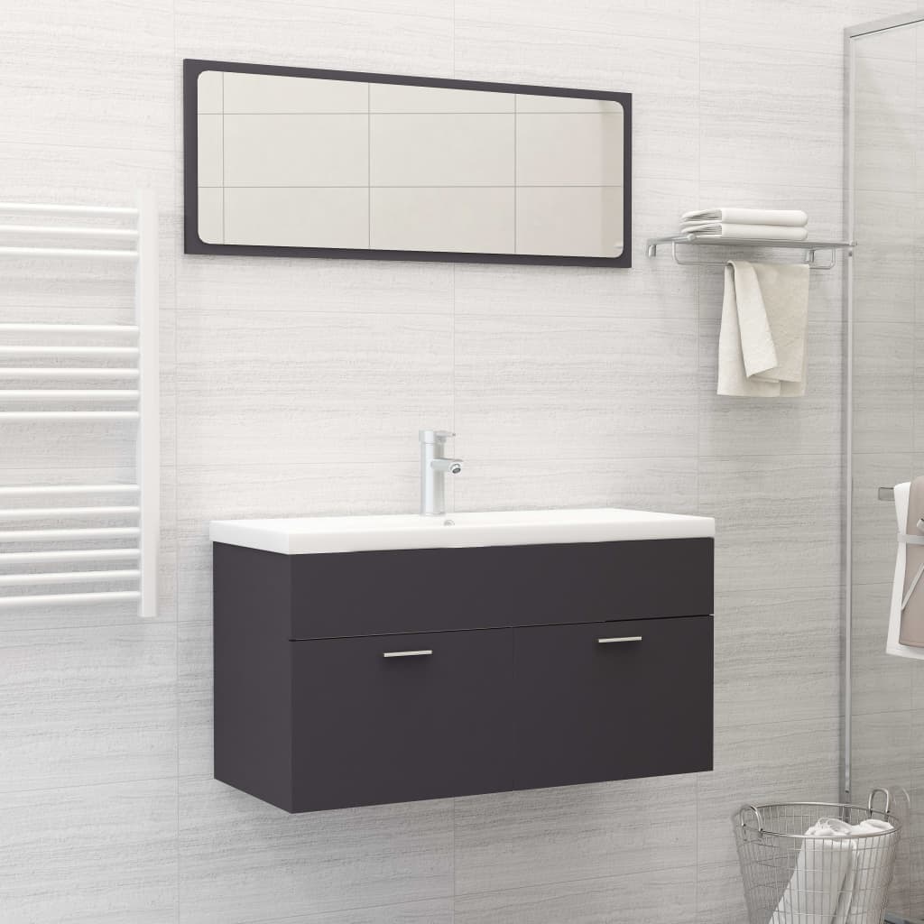 3 Piece Bathroom Furniture Set Engineered Wood
