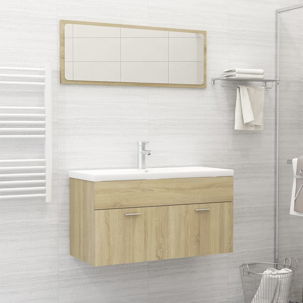 3 Piece Bathroom Furniture Set Engineered Wood