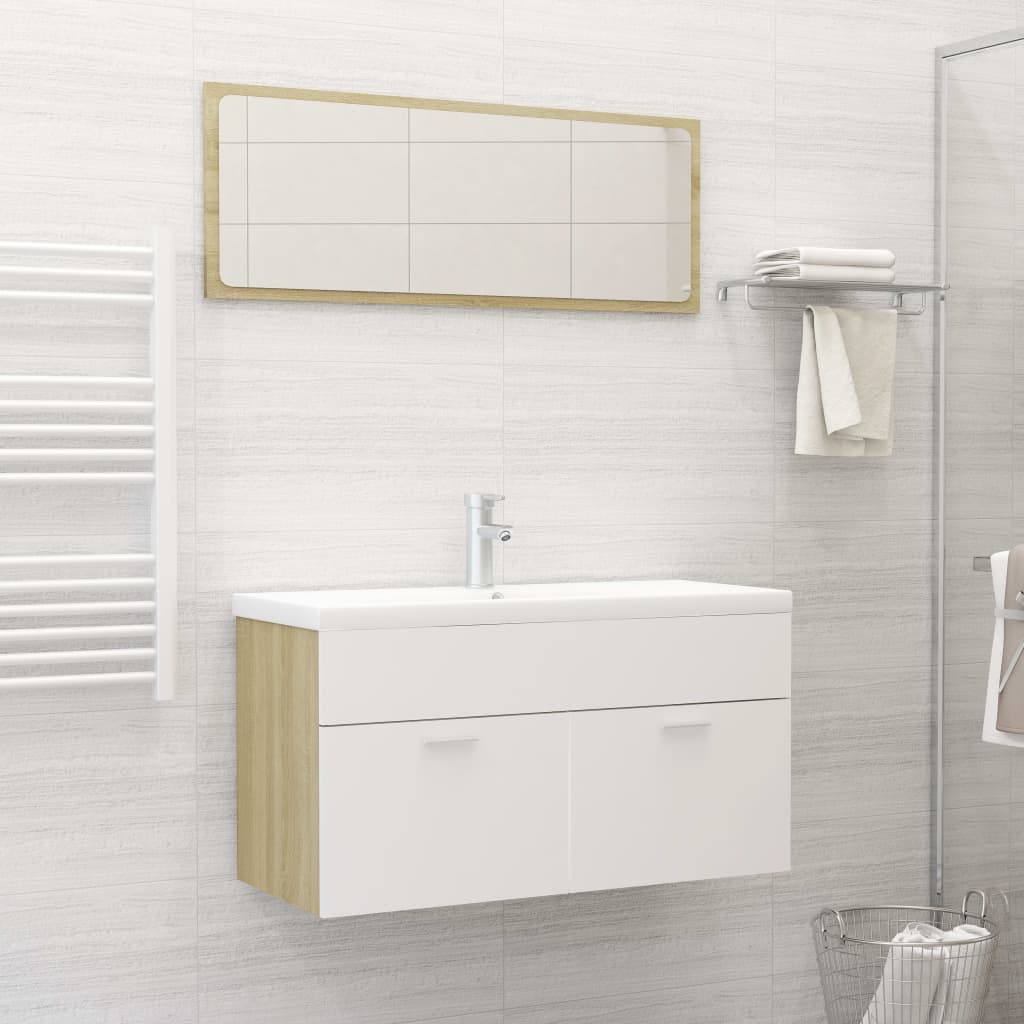 3 Piece Bathroom Furniture Set Engineered Wood
