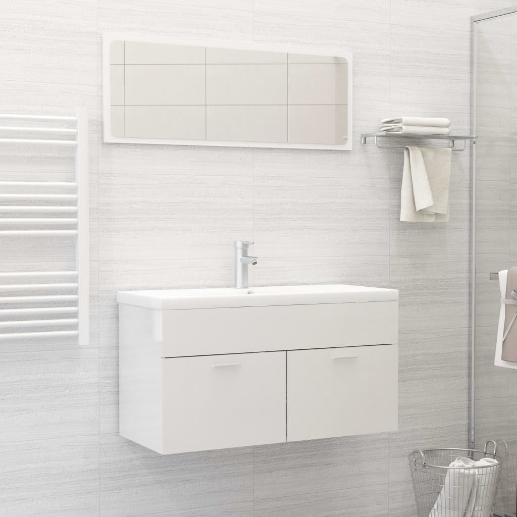 3 Piece Bathroom Furniture Set Engineered Wood