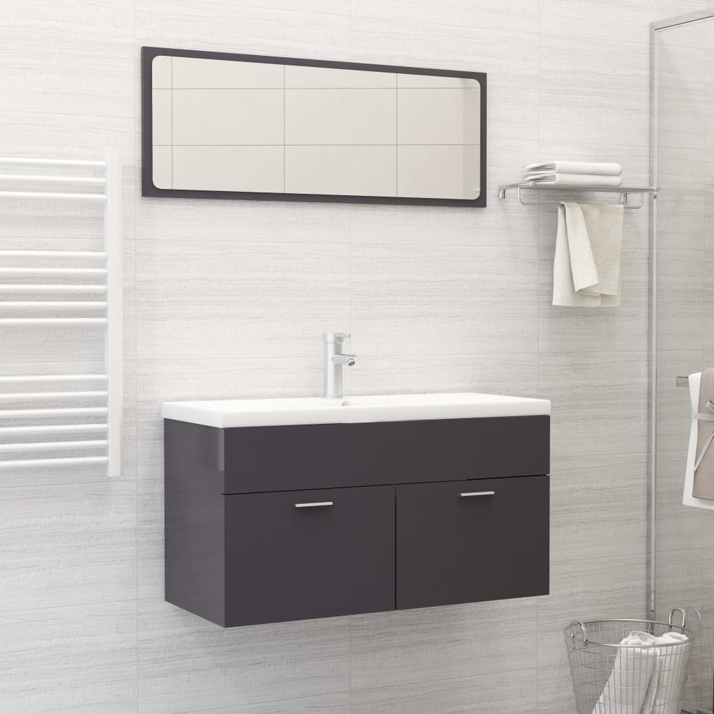 3 Piece Bathroom Furniture Set Engineered Wood
