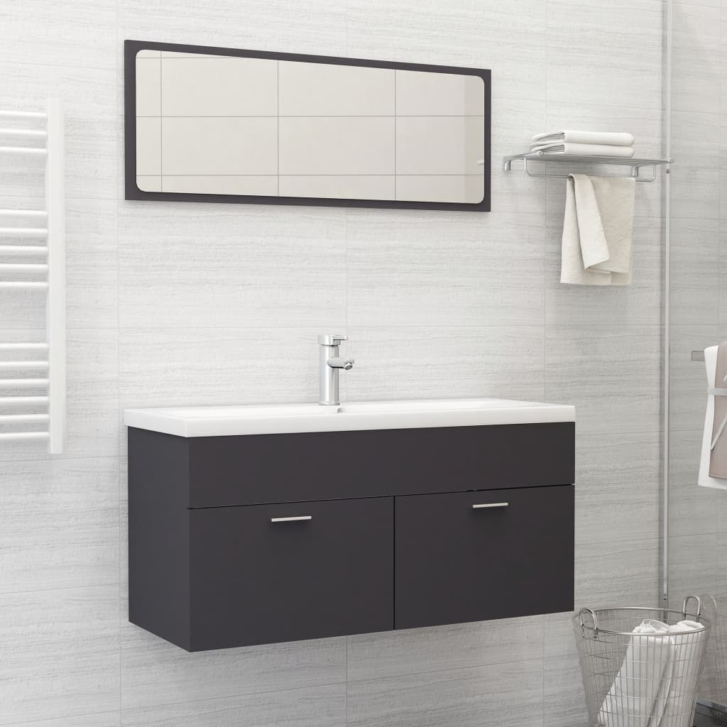 3 Piece Bathroom Furniture Set Engineered Wood