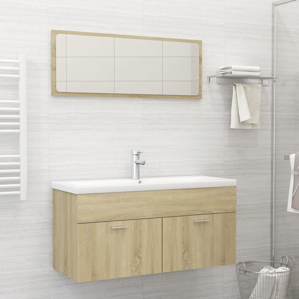 3 Piece Bathroom Furniture Set Engineered Wood