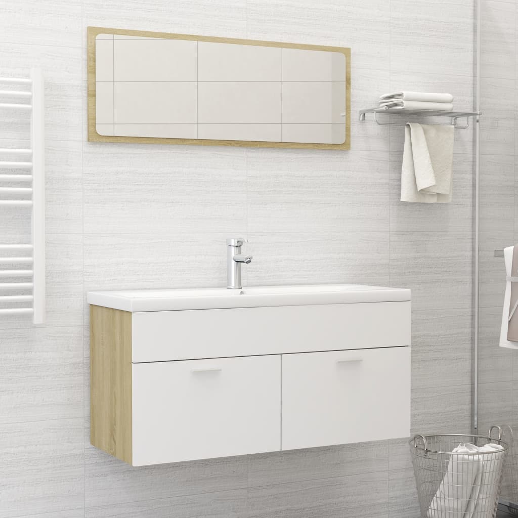 3 Piece Bathroom Furniture Set Engineered Wood