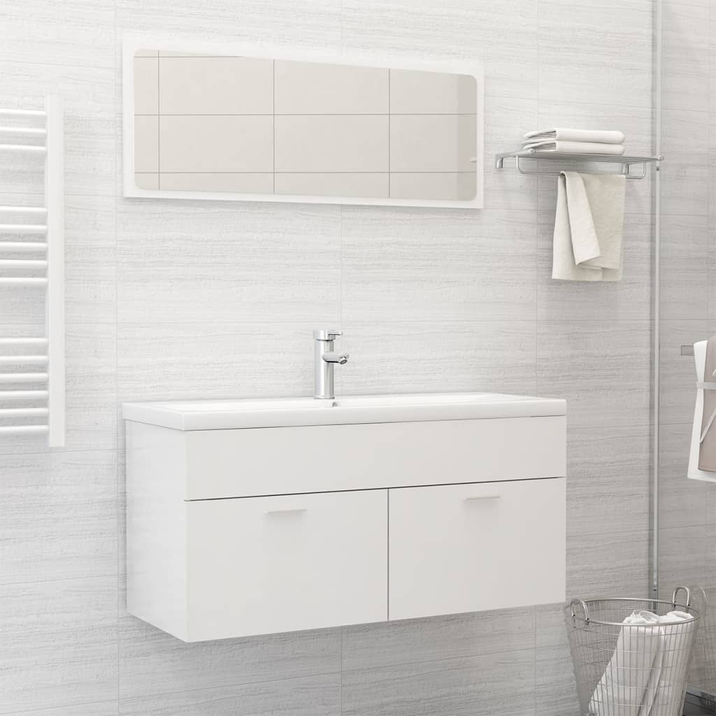 3 Piece Bathroom Furniture Set Engineered Wood
