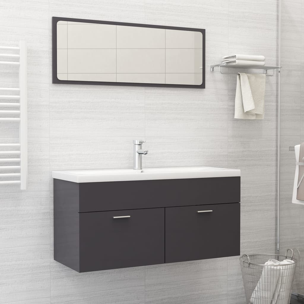 3 Piece Bathroom Furniture Set Engineered Wood