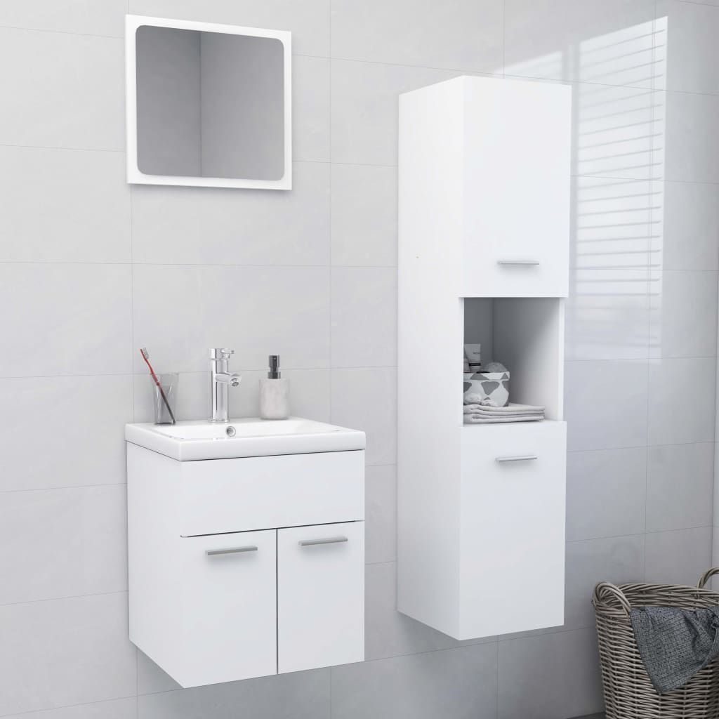Bathroom Furniture Set 3 Pcs Engineered Wood