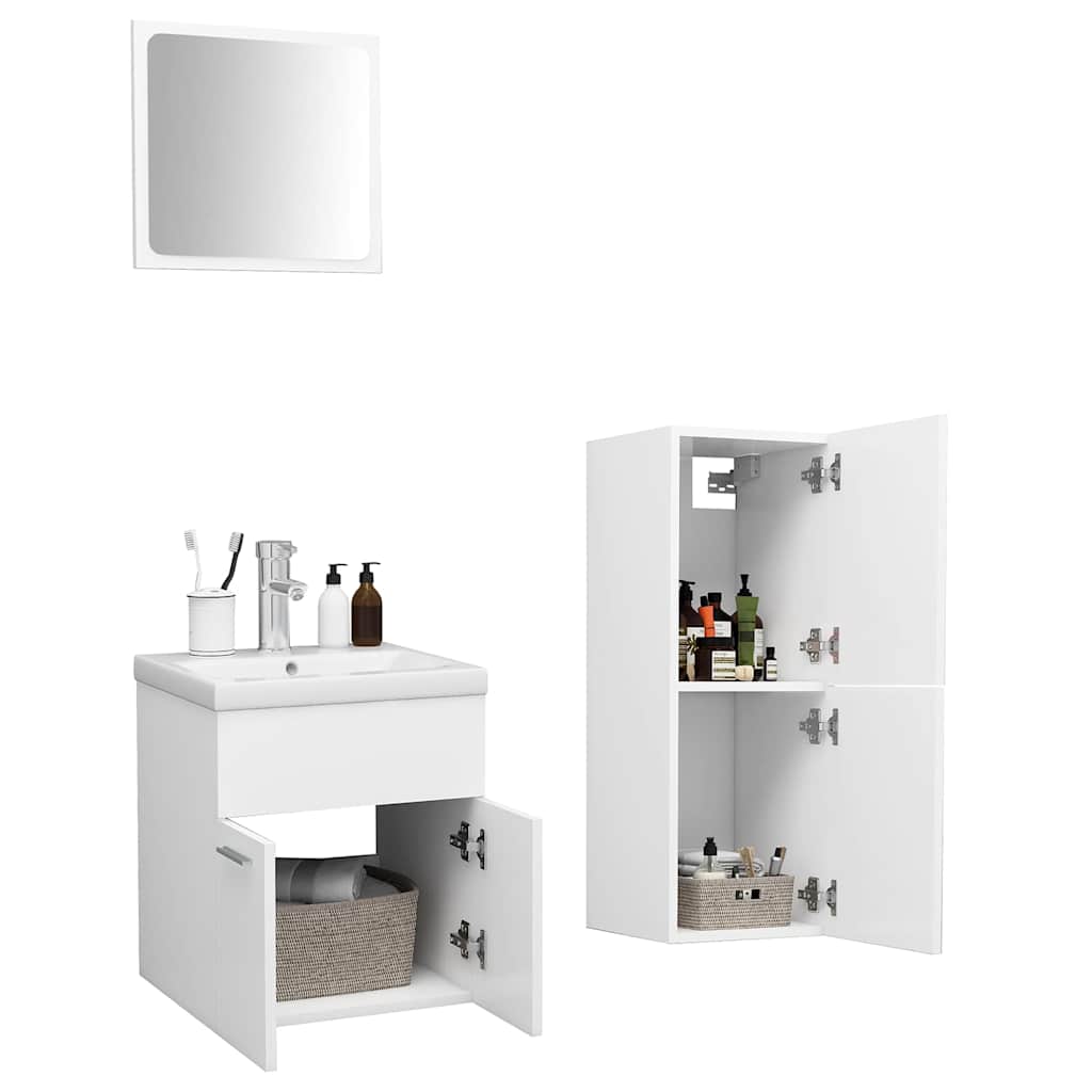 Bathroom Furniture Set 4 Pcs Engineered Wood white Black oak 41 x 38.5 x 46 cm 9