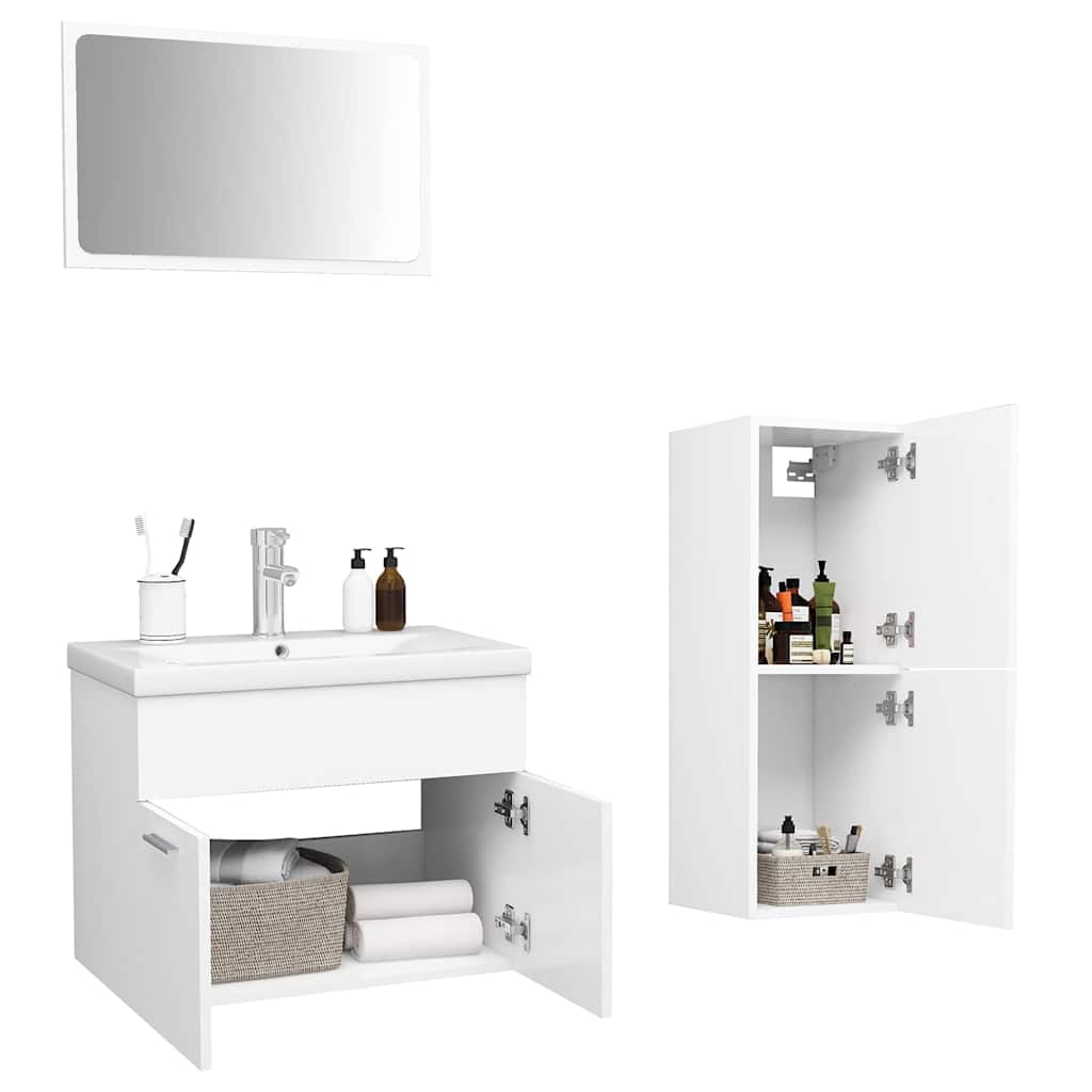 Bathroom Furniture Set 4 Pcs Engineered Wood white Black oak 41 x 38.5 x 46 cm 9