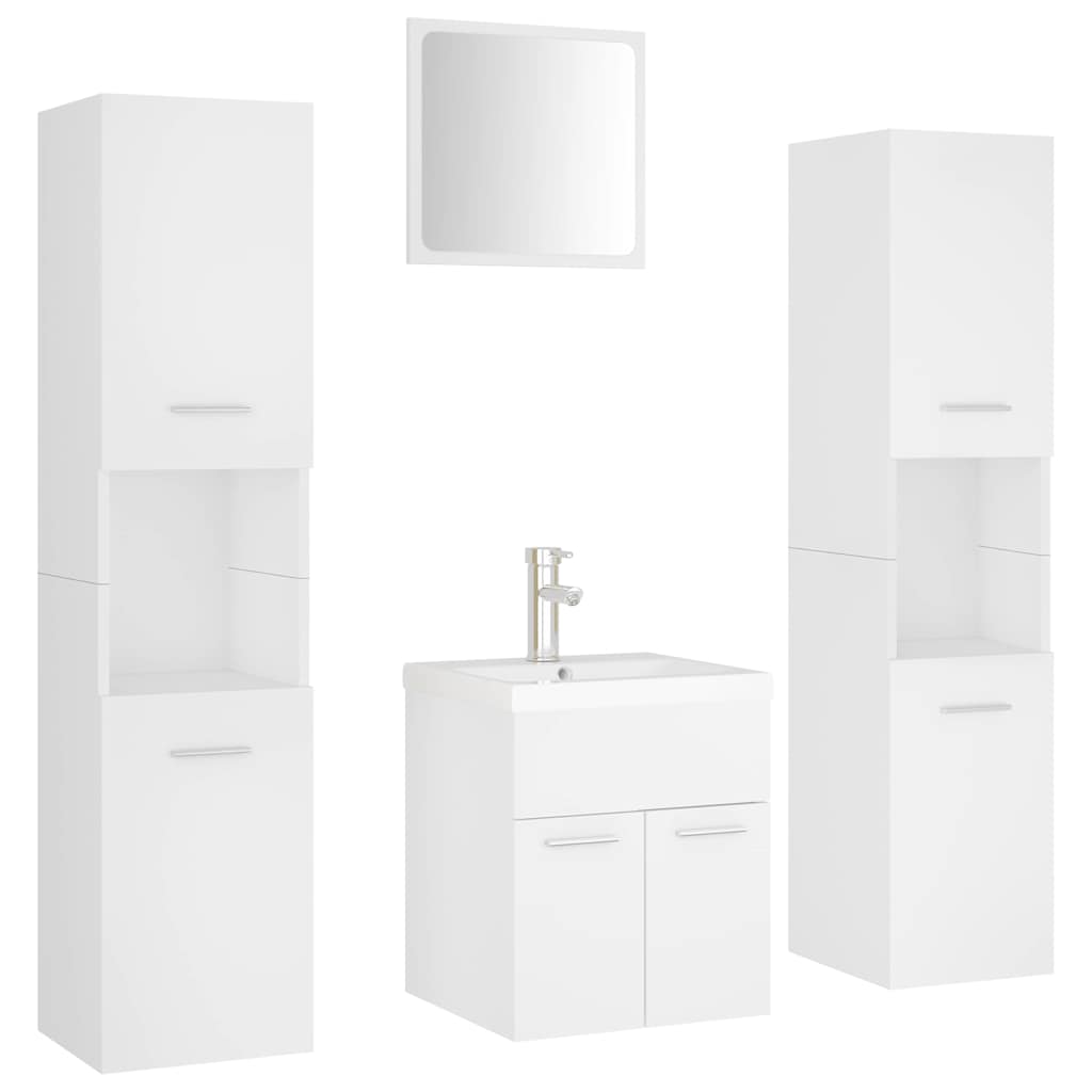 Bathroom Furniture Set 4 Pcs Engineered Wood White Old Wood Black Oak 30 Cm Whit