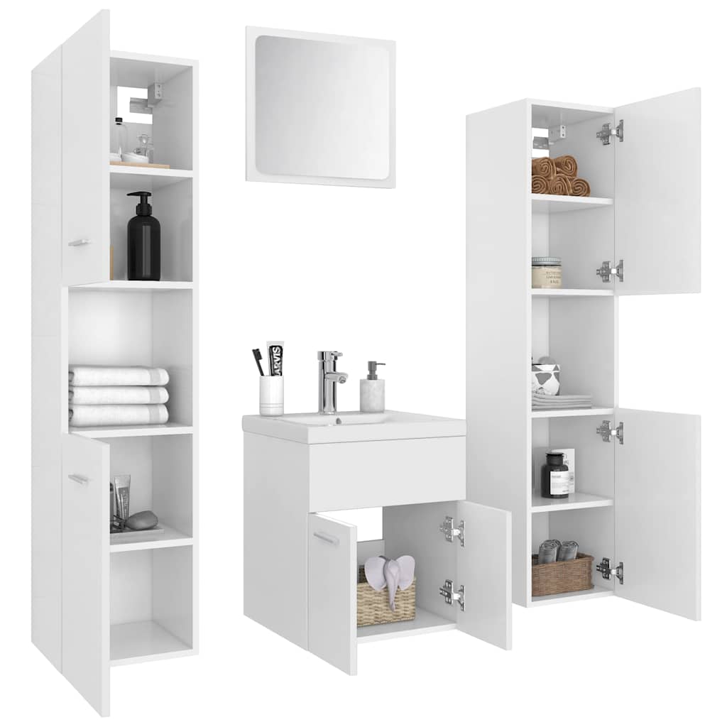 Bathroom Furniture Set 4 Pcs Engineered Wood White Old Wood Black Oak 30 Cm Whit