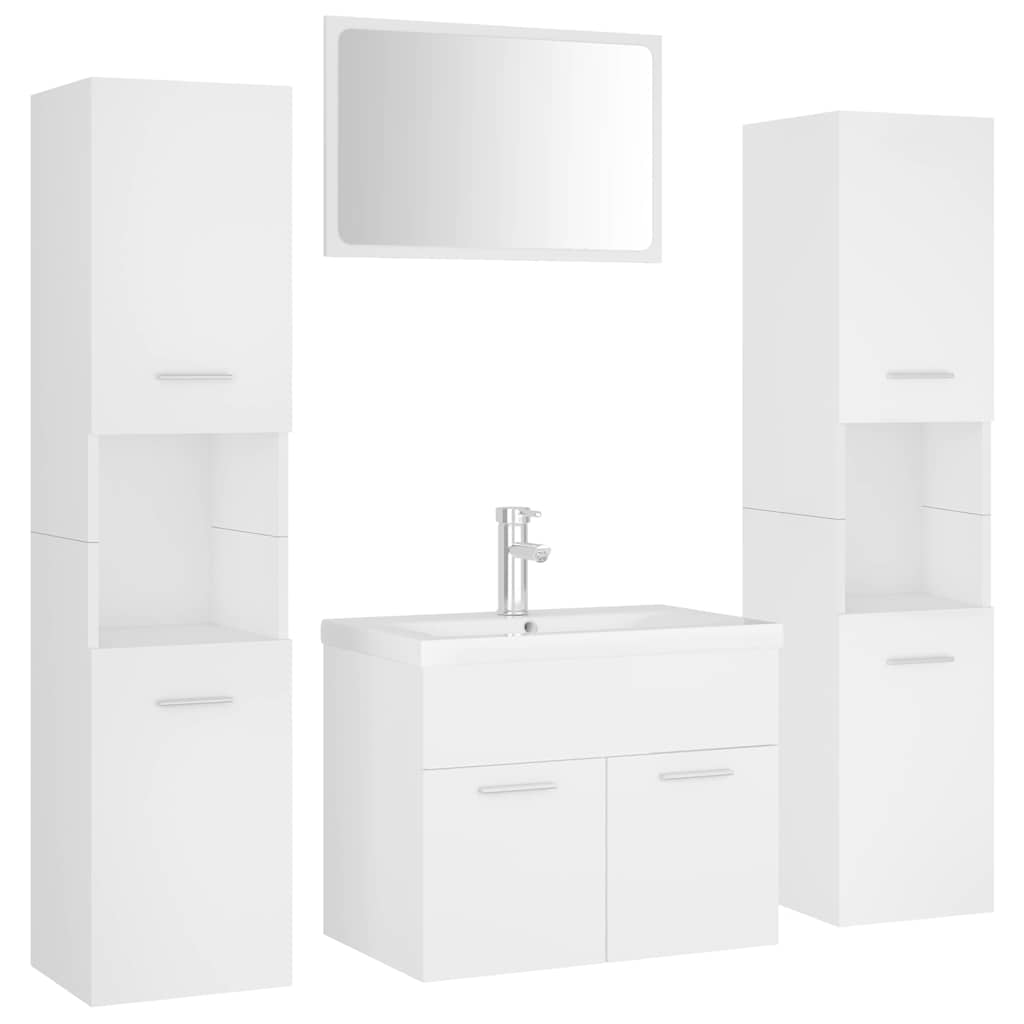 Bathroom Furniture Set 4 Pcs Engineered Wood White Old Wood Black Oak 30 Cm Whit