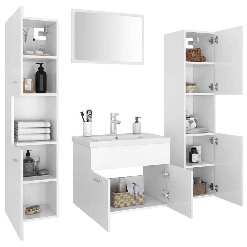 Bathroom Furniture Set 4 Pcs Engineered Wood White Old Wood Black Oak 30 Cm Whit