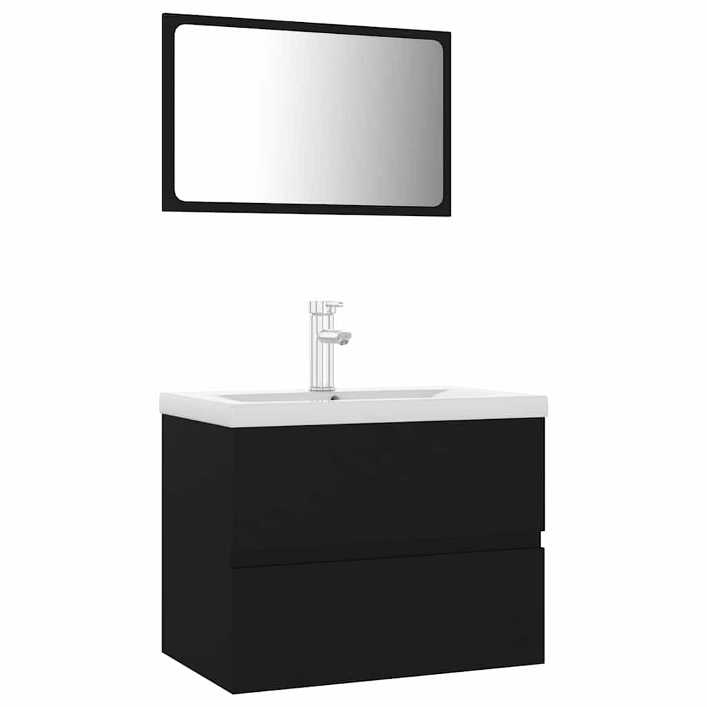 Bathroom Furniture Set Smoked Oak Faucet 41X38.5X45Cm Grey Sonoma Black White 80