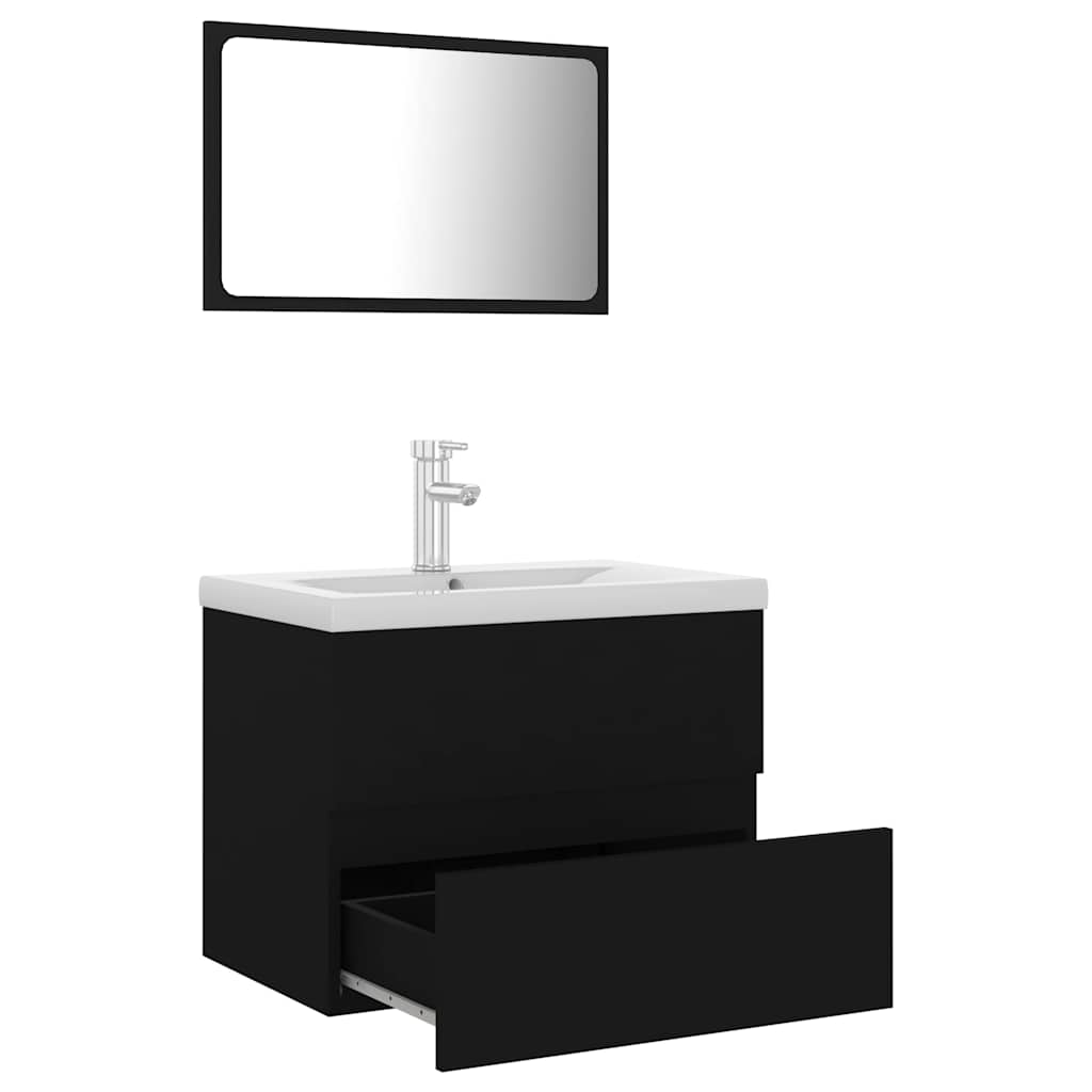 Bathroom Furniture Set Smoked Oak Faucet 41X38.5X45Cm Grey Sonoma Black White 80