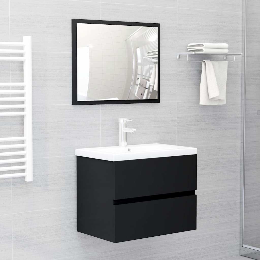 Bathroom Furniture Set Smoked Oak Faucet 41X38.5X45Cm Grey Sonoma Black White 80