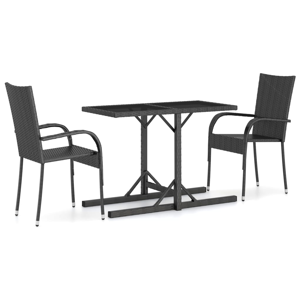 Dining Set | | Polyethylene Rattan, Powder-Coated Steel, Glass