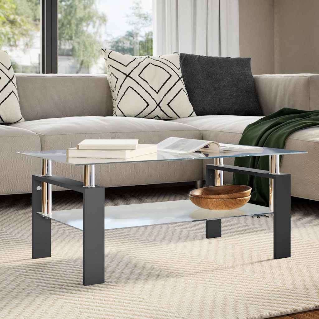 Coffee Table And Transparent 95X55X40 Cm Tempered Glass
