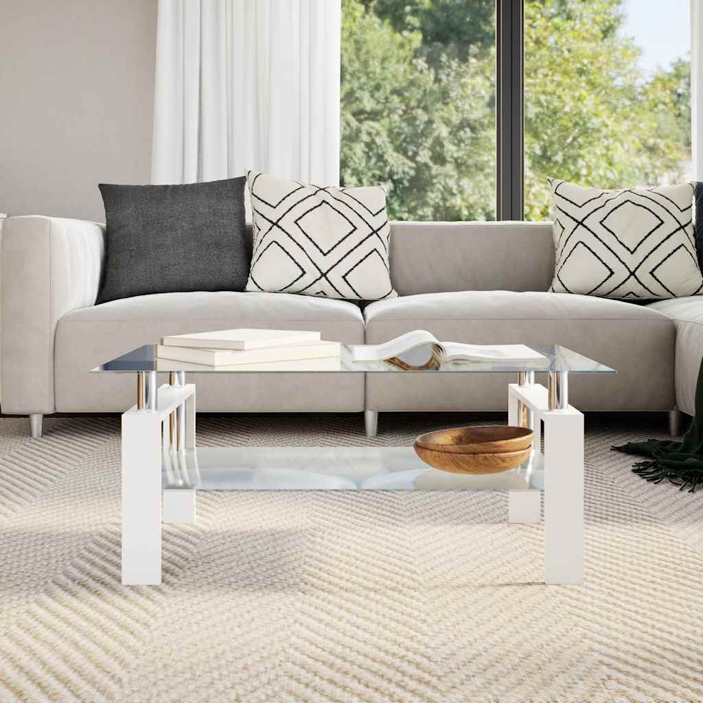 Coffee Table And Transparent 95X55X40 Cm Tempered Glass