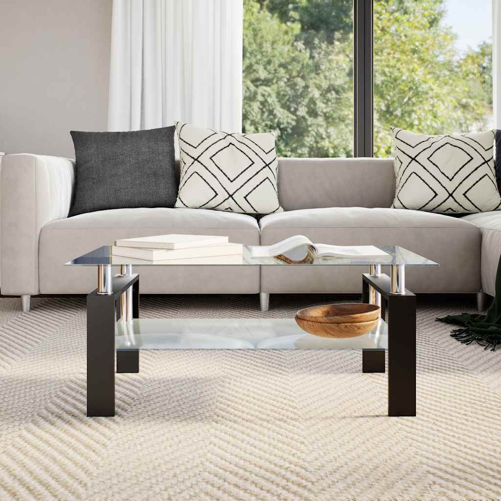 Coffee Table And Transparent 95X55X40 Cm Tempered Glass