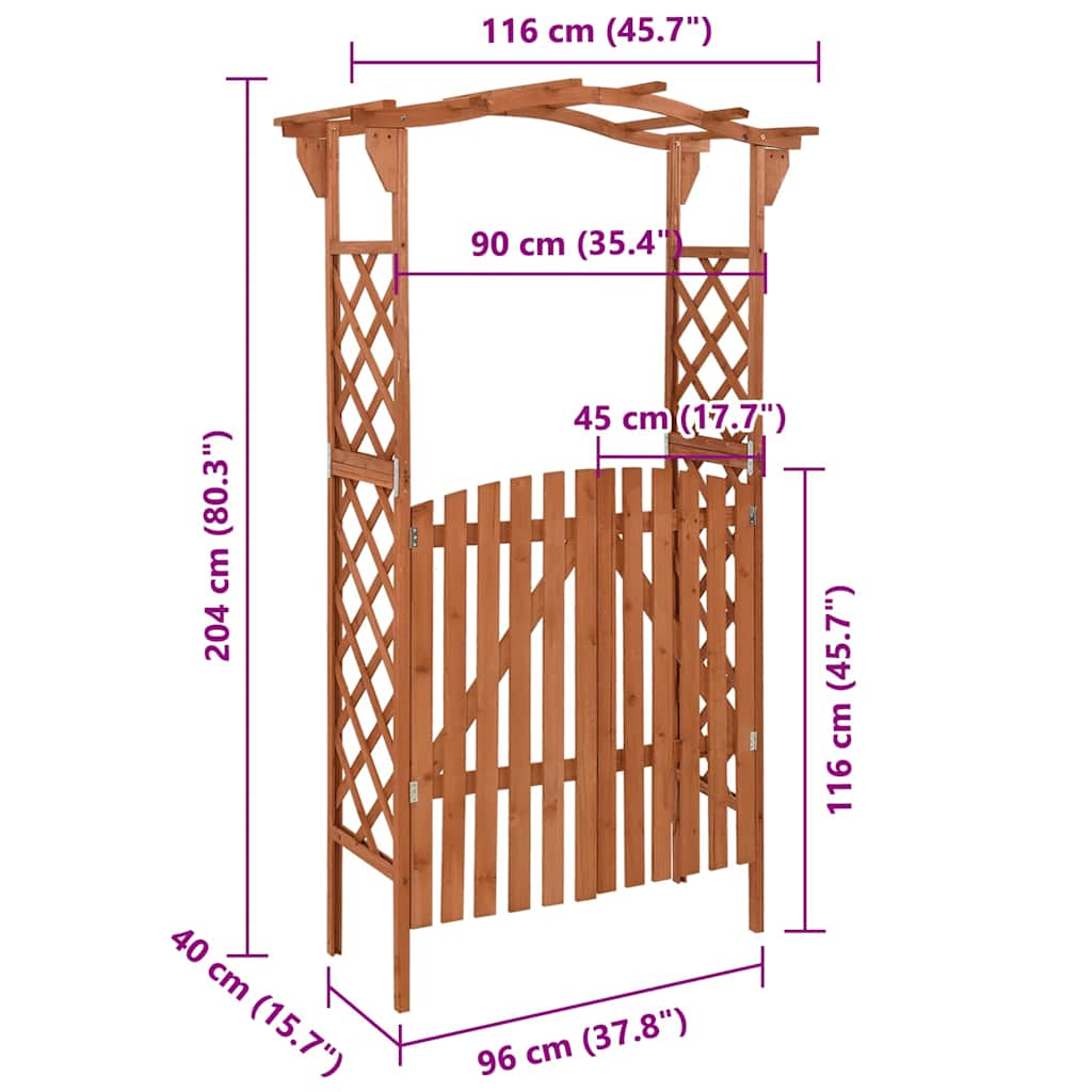 Garden Arches Trellises Arbours & Pergolas Pergola Gate 116X40X204 Cm Solid Firw