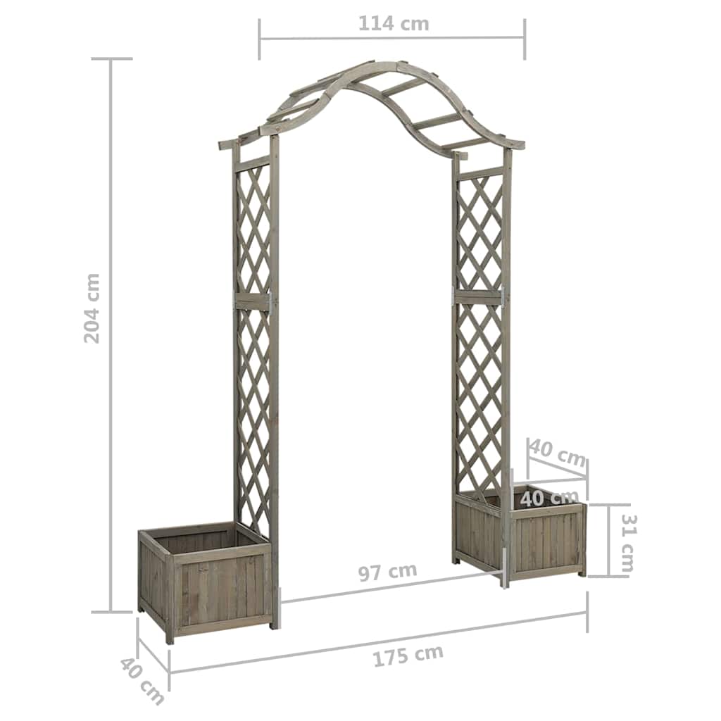 Garden Arches Trellises Arbours & Pergolas Pergola Planter Solid Firwood grey 17