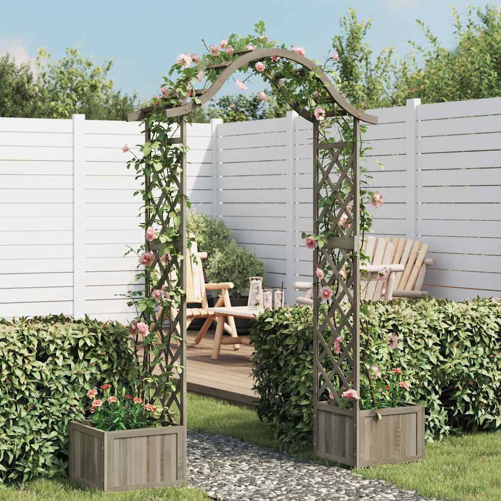 Garden Arches Trellises Arbours & Pergolas Pergola Planter Solid Firwood grey 17