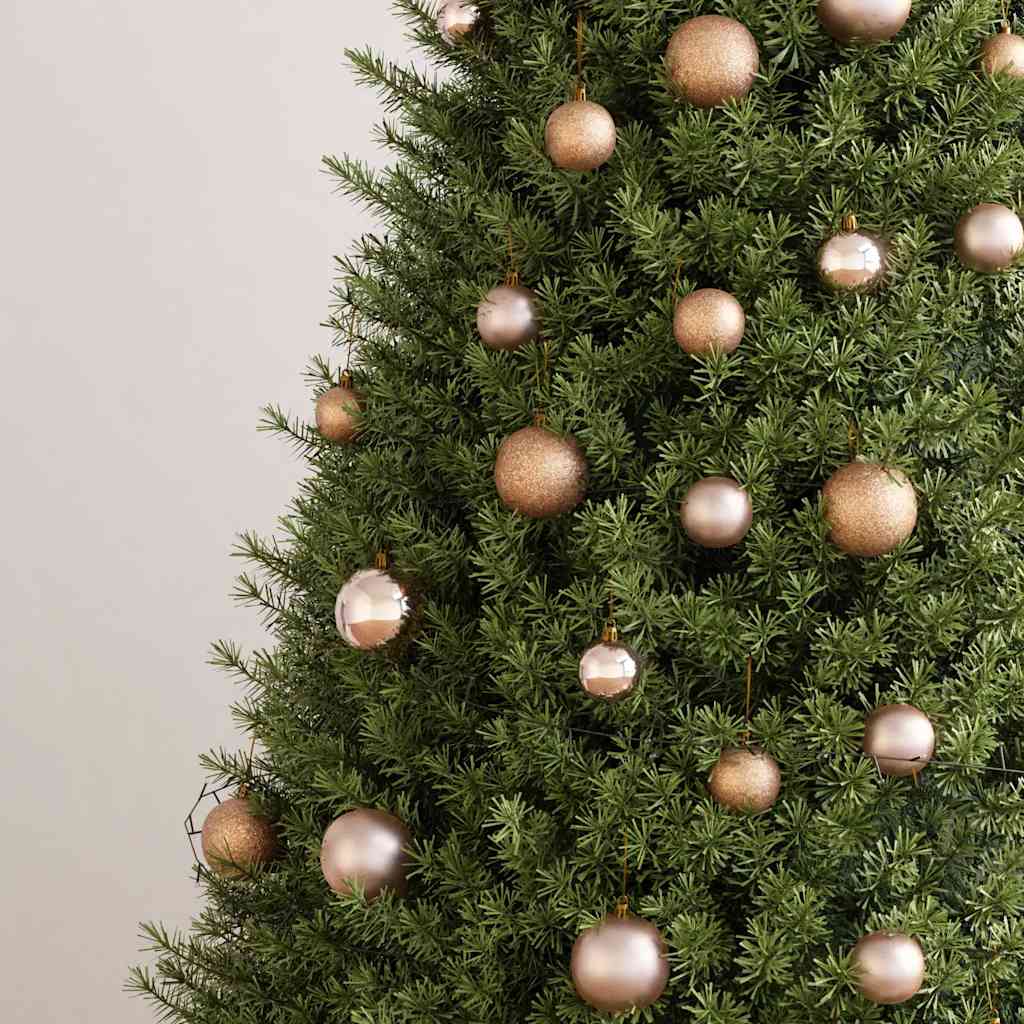 60 Piece Christmas Ball Set With Peak And 150 Leds Rose Gold